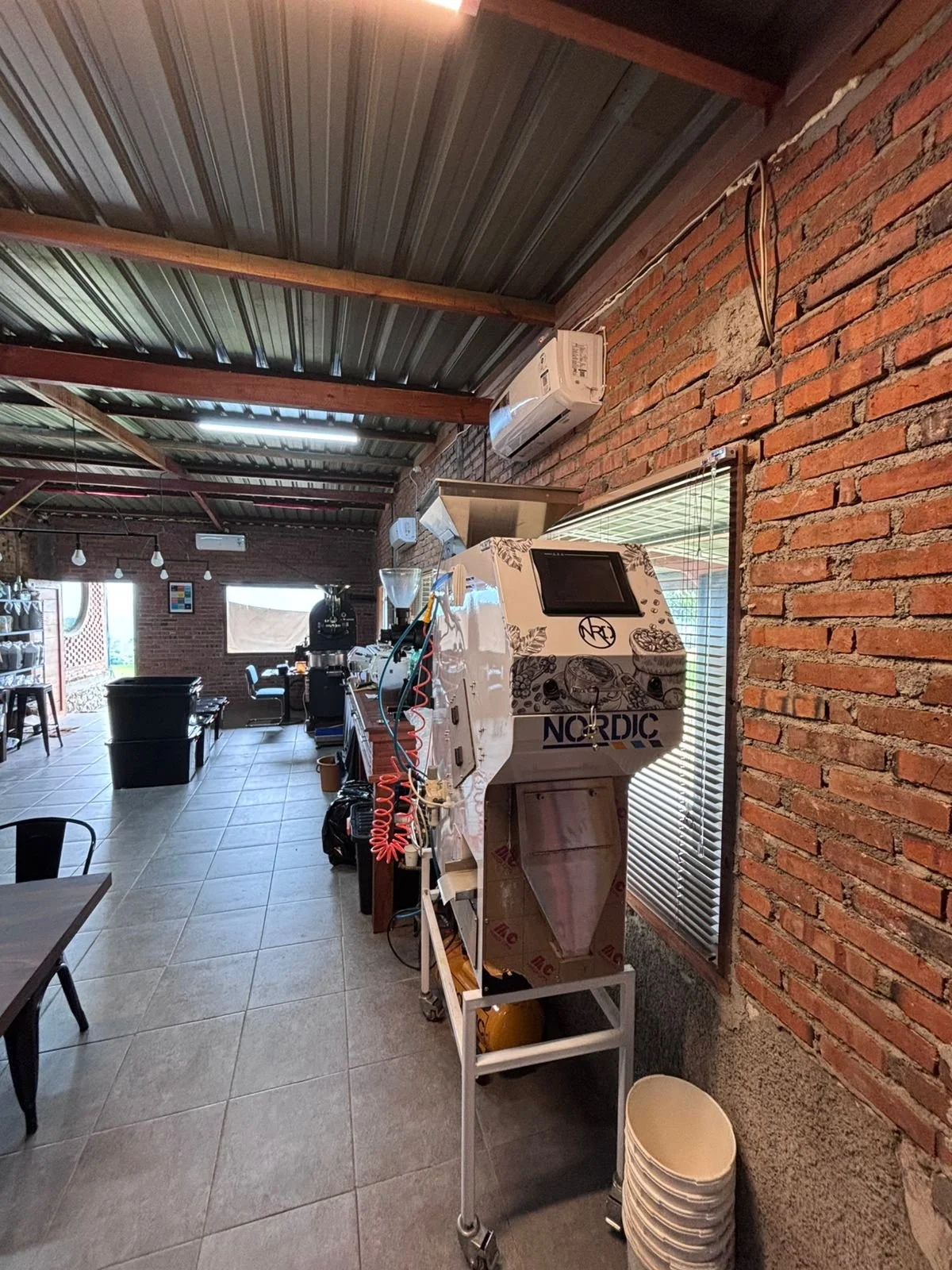 Cafe interior with coffee equipment
